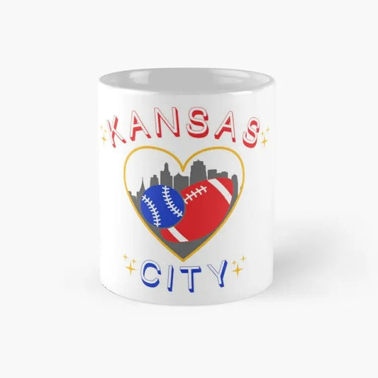 Kansas City Baseball Football Heart Classic Mug, Gift For Football Fans, Best Gift For Family