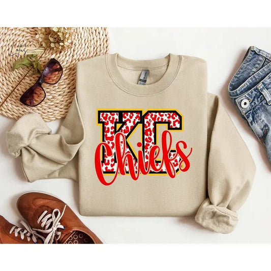 Kansas City Football Sweatshirt, School Spirit Sweater, Chiefs Jersey Sweatshirt, Chiefs Fan Sweatshirt, American Football Sweatshirt