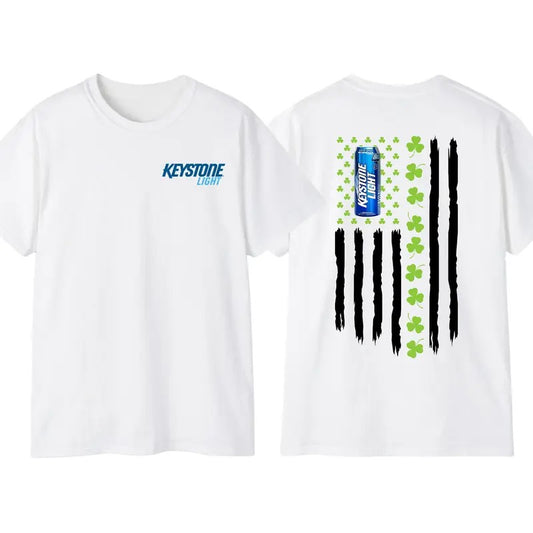 Keystone Light Flag With Shamrocks For St. Patrick's Day T-Shirt Sweatshirt Hoodie, Unisex Hoodie, American Flag Tee
