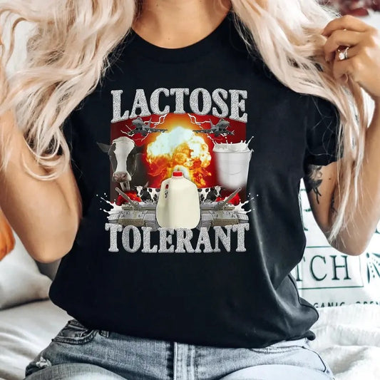 Lactose Intolerant Funny Gift T-Shirt For Friends, Free Milk LMAO Shirt For Lactose Tolerant, Cringy Shirts Gen Z Diarreha Shirt Teenager