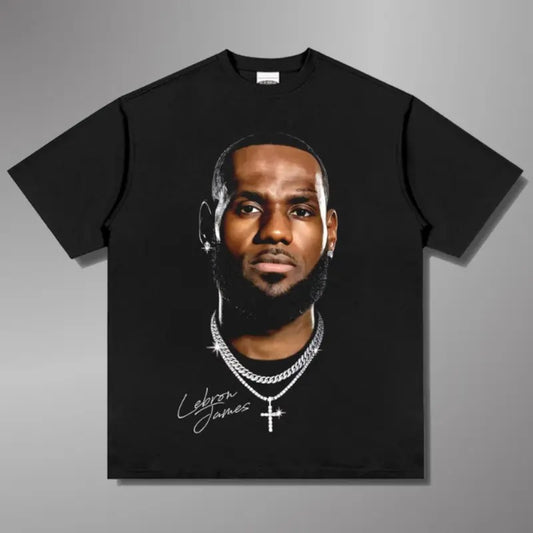 LeBron James Basketball Graphic T-Shirt - Bold Big Face Design