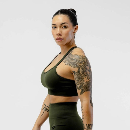 Legacy Women's Plain Knitted Summer Bra - Ranger Green