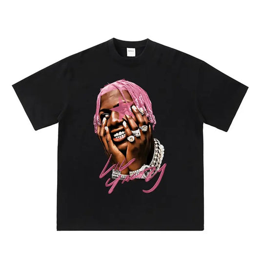 Lil Star Yachty Pink Big Face Graphic Rap Tee - Cool and Playful