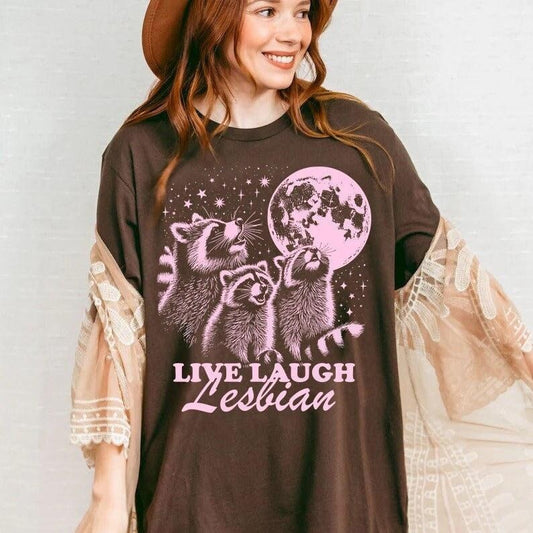 Live laugh lesbian | funny lesbian shirt | retro lesbian shirt | wlw t shirts | sapphic shirt | queer owned shops | femme butch | dyke  T-shirt, sweater and Hoodie