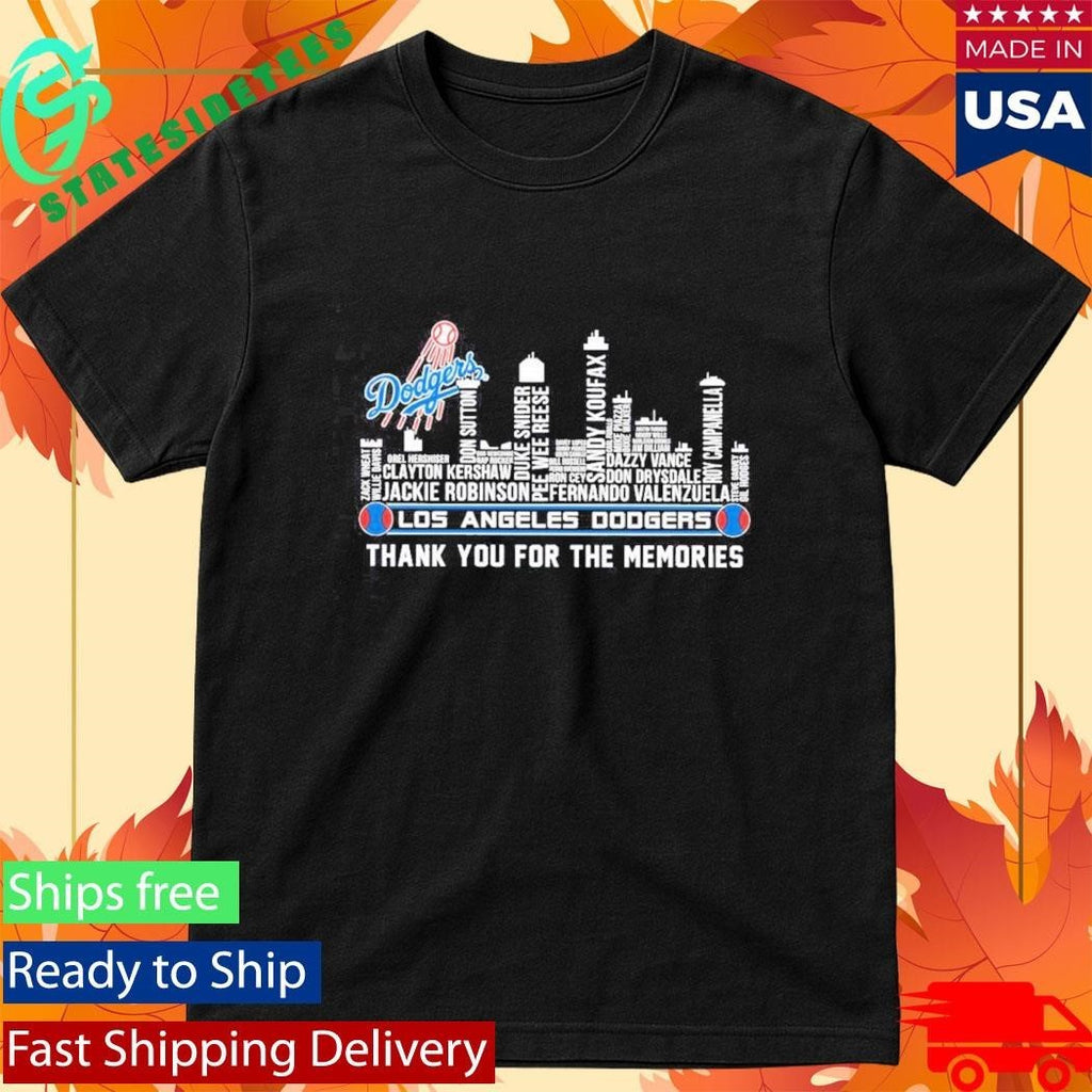 Los Angeles Dodgers All Name Of Legends City Skyline Thank You For The Memories Shirt