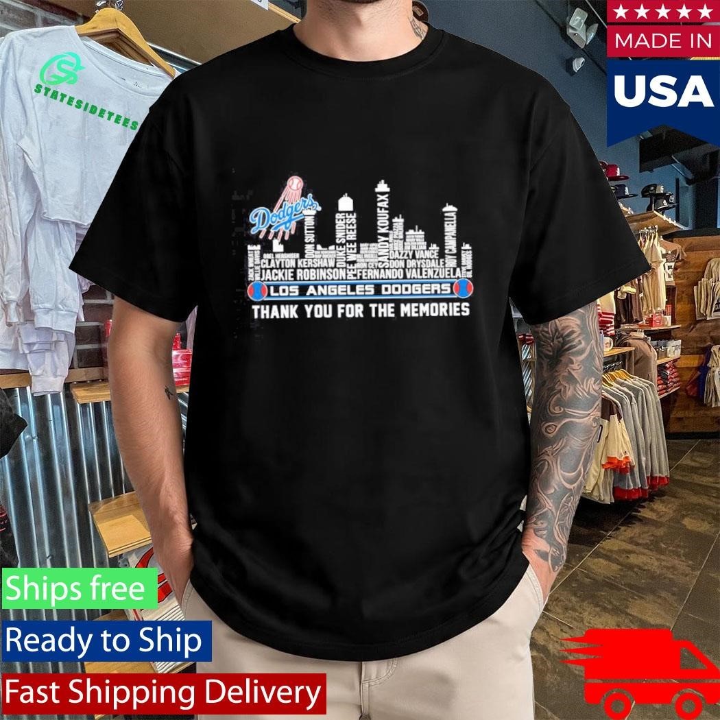 Los Angeles Dodgers All Name Of Legends City Skyline Thank You For The Memories Shirt
