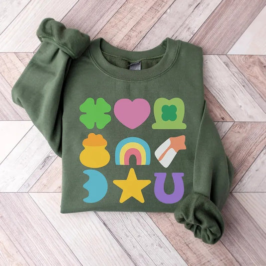 Lucky Charm Sweatshirt, 2025 St Patricks Day Sweatshirt, Lucky T-Shirt, Saint Patrick's Day Shirt, St Pattys Day Sweatshirt, Women's Shamrock Tee