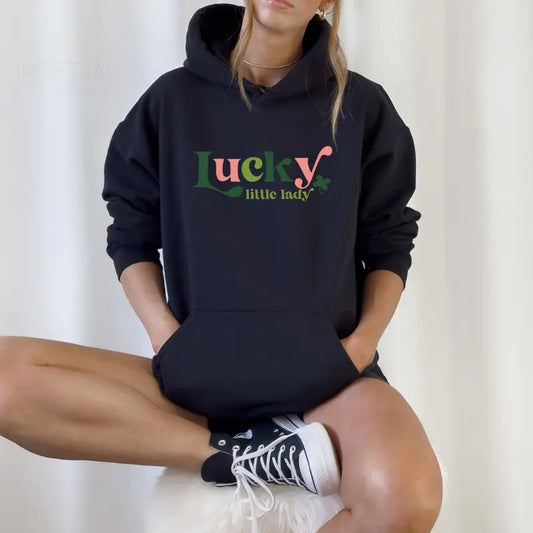 Lucky Little Lady Printed Hoodie Unisex, Little Lady Hoodie, Quotes Sweater, Lucky Little Lady