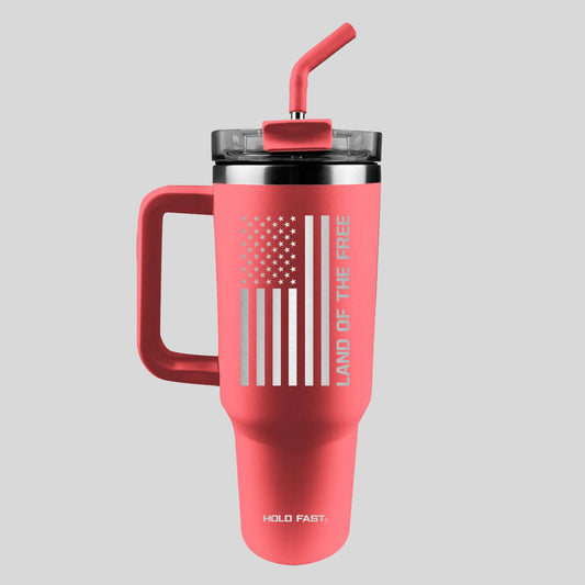 HOLD FAST 40 oz Stainless Steel Mug With Straw Land Of The Free Watermelon