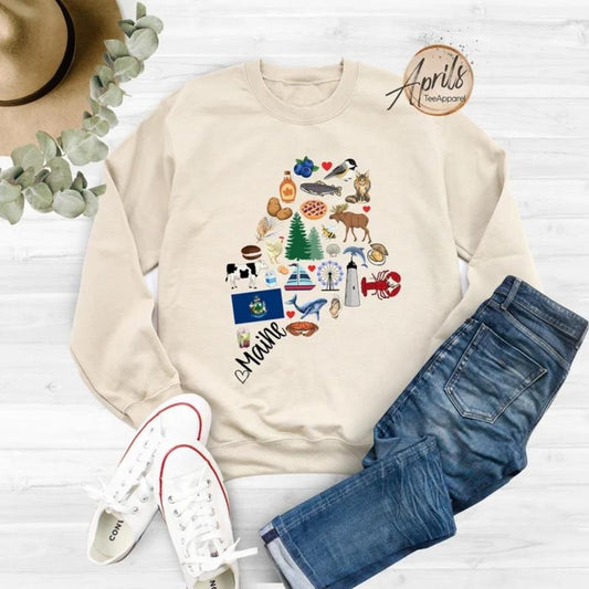 Maine Sweatshirt, Maine Hoodie, State Shirt Classic Fashion