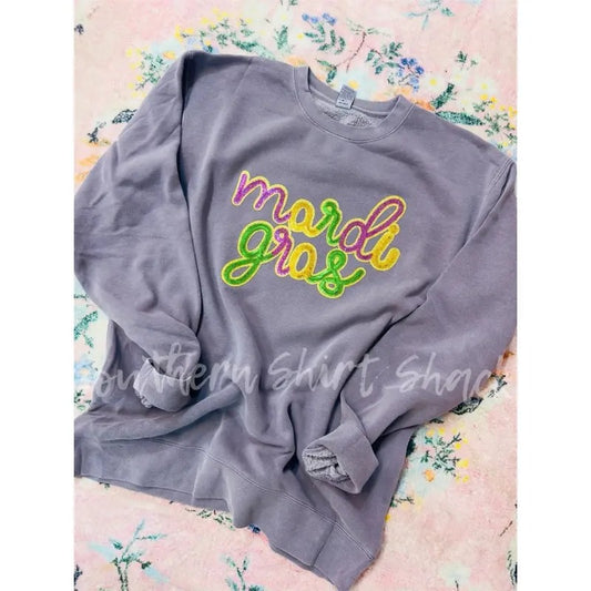 Mardi Gras Sequin Patch Sweatshirt | Mardi Gras Sweatshirt