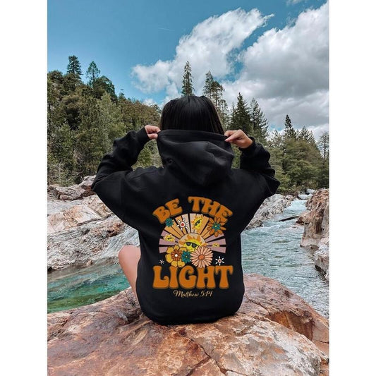 Matthew 5:14 Be The Light Hoodie - Inspirational Religious T-Shirt, Casual Style with Colorful Graphic Design, Made from Cotton and Polyester