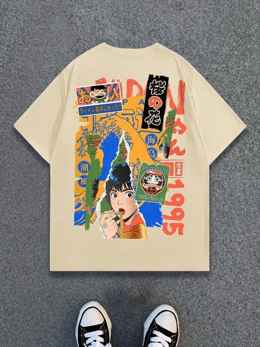 Men's Cartoon Graphic Print Round Neck Tee, Regular Fit Casual Short Sleeve T-shirt, Men's Summer Top for Daily Wear, Tropical