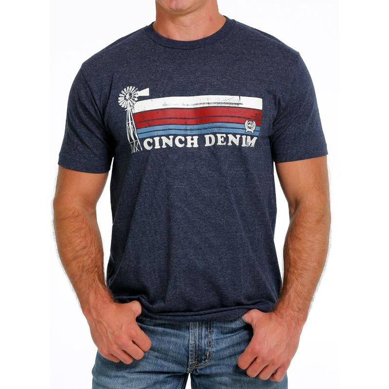 Men's Cinch Navy Tee, Classic Logo Design, Western Cowboy Casual Shirt