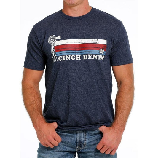 Men's Cinch Navy Tee, Classic Logo Design, Western Cowboy Casual Shirt
