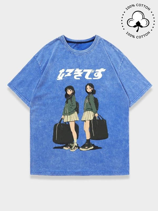 Men's Denim-Effect Ripped Graphic Print Short Sleeve T-shirt, Regular Fit Casual Fashion T-shirt for Summer, Men's Top for Daily Wear, Crewneck, Cotton