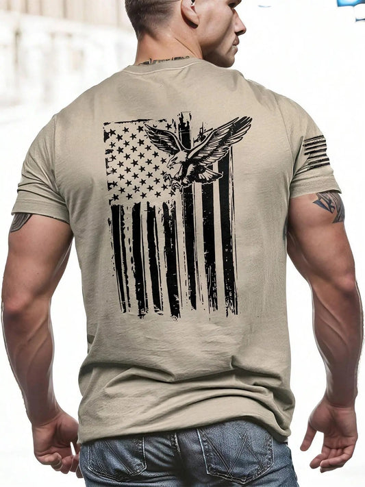 Men's Graphic Print Round Neck Tee, Casual Short Sleeve T-shirt for Daily Wear, Men's Top for All Seasons
