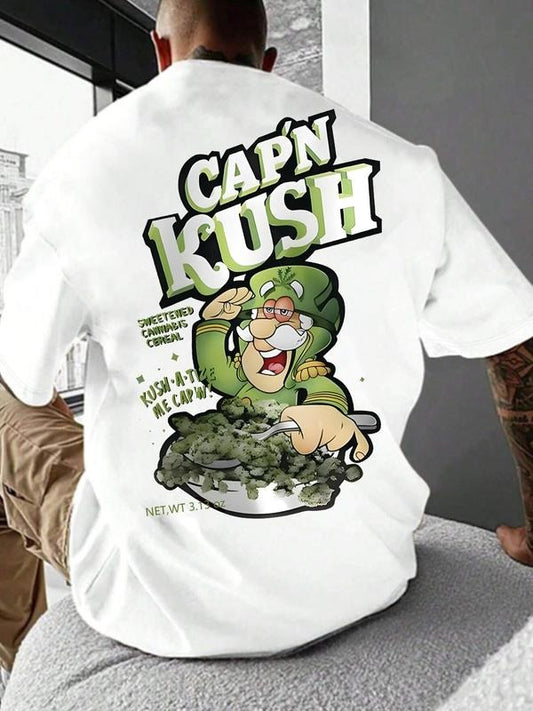 Men's Graphic Round Neck Tee, Regular Fit Casual Short Sleeve T-shirt, Men's Summer Top for Daily Wear
