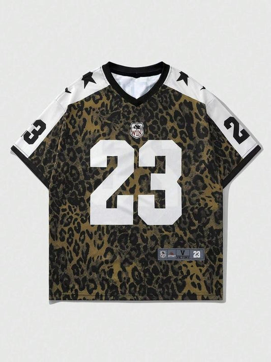 Men's Leopard Print Figure Graphic Short Sleeve Tee, Regular Fit Casual Comfy Round Neck T-shirt for Summer, Fashion Men's Top for Daily Wear