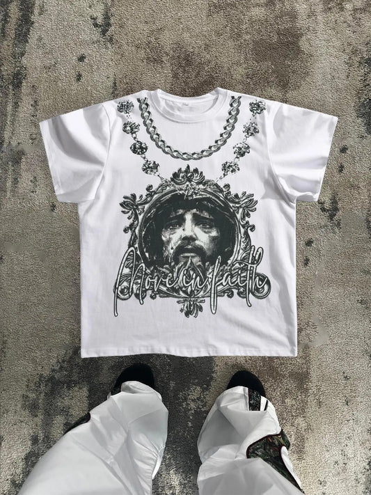 Men's Letter & Characters Graphic Print Round Neck Tee, Street Casual Regular Fit Short Sleeve T-shirt for Daily Wear, Men's Top for All Seasons