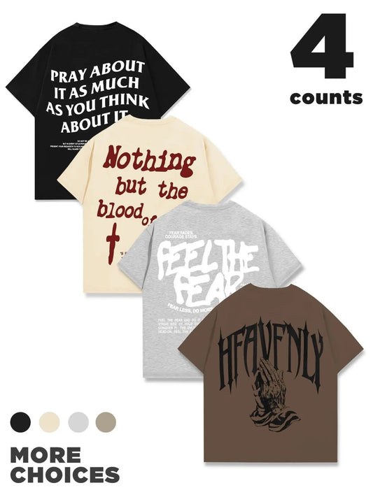 Men's Letter & Graphic Print Round Neck Tee, Regular Fit Casual Short Sleeve T-shirt for Summer, Men's Top for Daily Wear