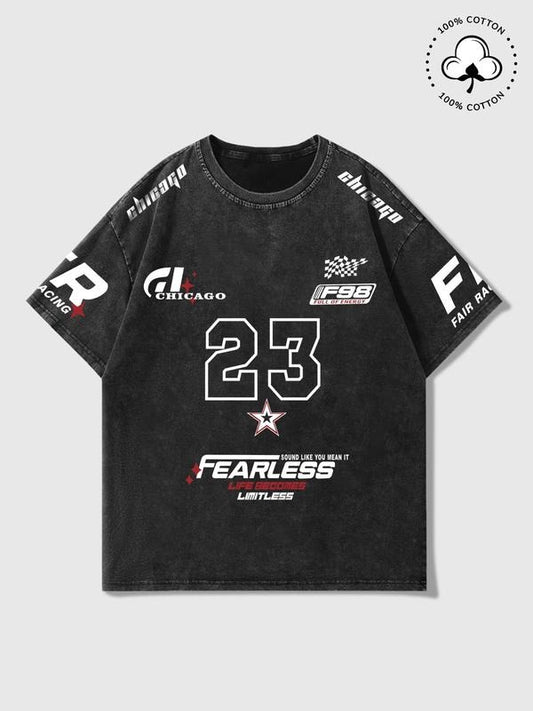 Men's Letter & Number Print Graphic Tee, Regular Fit Casual Fashion Short Sleeve T-shirt for Summer, Men's Top for Daily Wear, Cotton