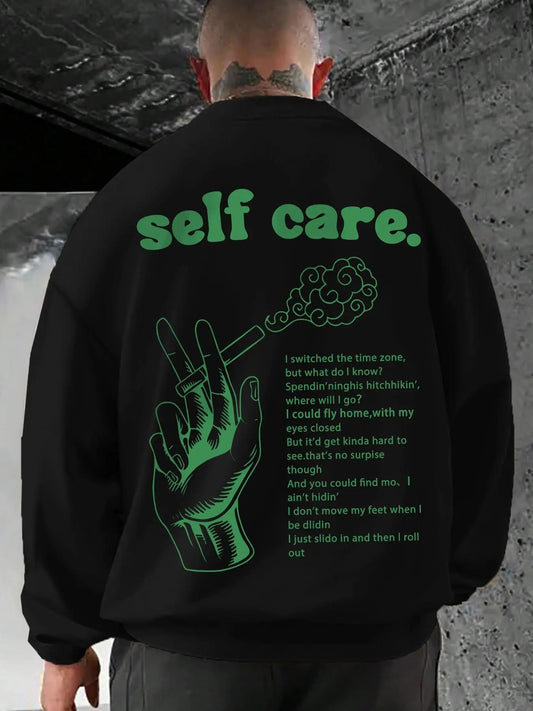 Men's Letter Graphic Print Round Neck Sweatshirt, Regular Fit Casual Fashion Drop Shoulder Long Sleeve Pullover, Men's Fall & Winter Clothes