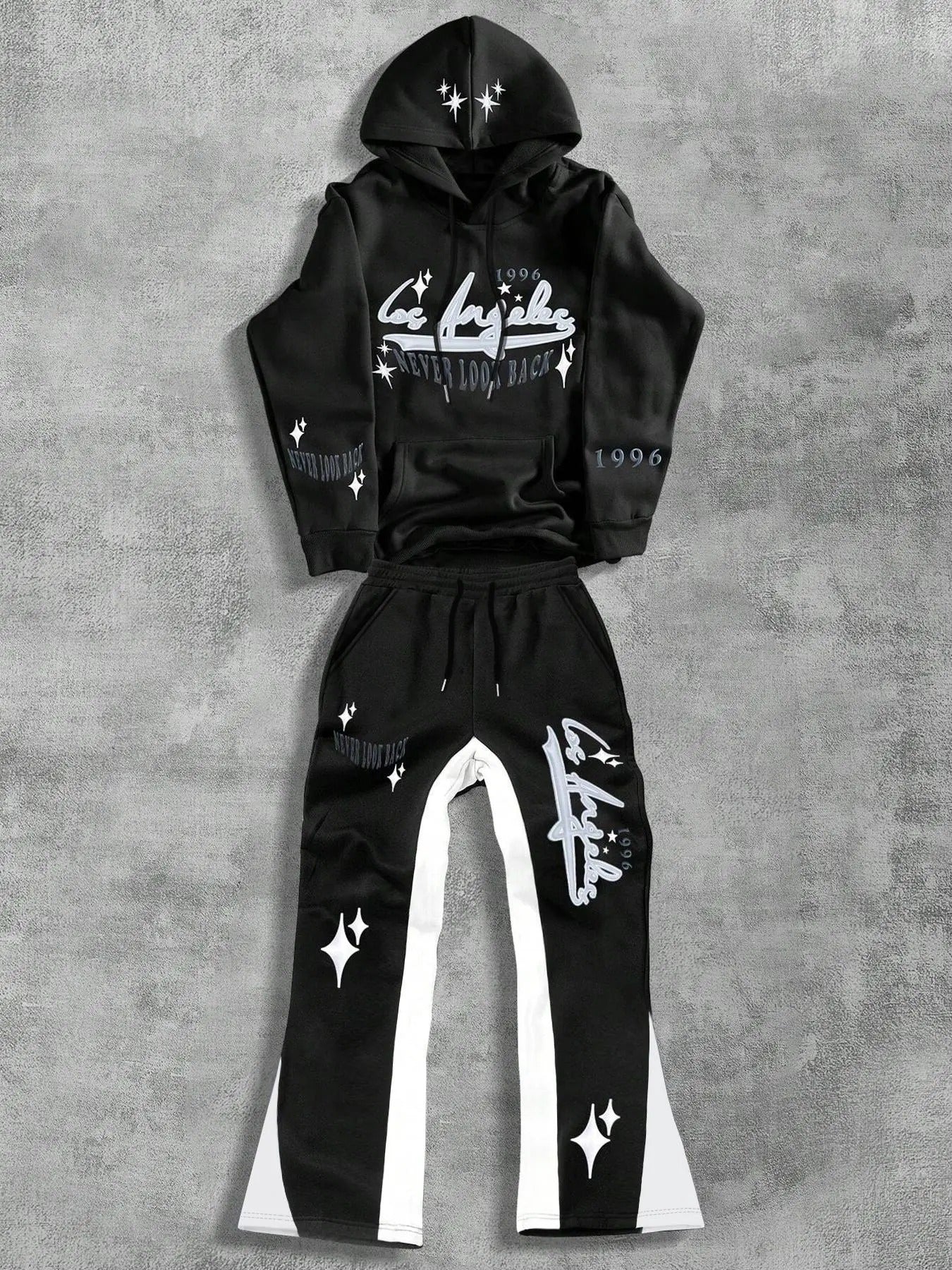 Men's Letter Print Hoodie & Sweatpants Set, Regular Fit Casual Long Sleeve Hooded Sweatshirt & Jogger Pants, Men's Spring & Fall Clothes