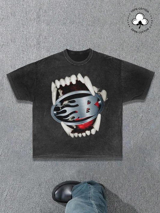 Men's Regular Fit Skull Print Short Sleeve Graphic Tee, Casual Comfy Round Neck T-shirt for Summer, Fashion Men's Top for Daily Wear, Tropical, Cotton