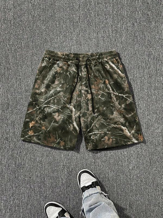Men's Regular Fit Tree Camo Print Shorts, Street Fashion Casual Shorts for Daily Wear, Men's Bottoms for Summer