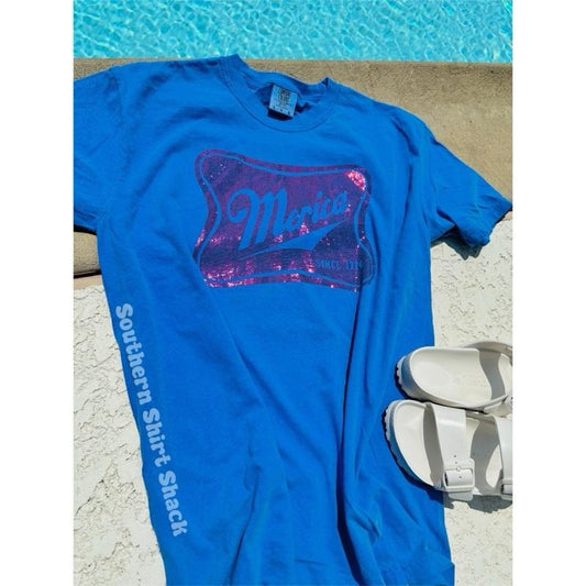 Merica Flat Sparkle T shirt  | Flo Blue comfort colors t shirt | 4th of July shirt | Graphic Tee