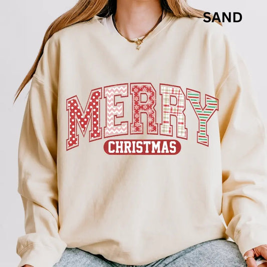 Merry Christmas Wrapping Paper Crewneck, Christmas Sweatshirt, Winter Season Graphic, Casual Cotton Crewneck, Polyester, Oversized