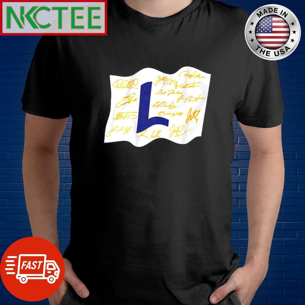 Milwaukee Baseball Fly The L Flag all team member signature shirt