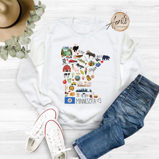 Minnesota Sweatshirt, Minnesota Hoodie, State Shirt Classic Fashion