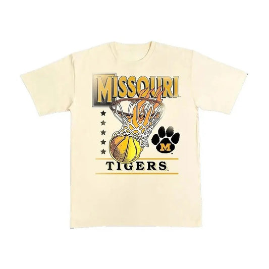 Missouri Tiger Hoops Heavy Tee, NCAA Shirt, Graphic Tee, Full Size, Full Color, Perfect Gift for Men, for Women