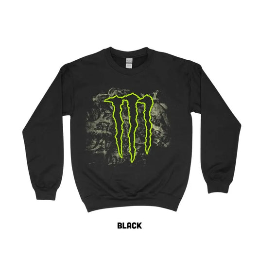 Monster Sweatshirt, Graphic Monster Pullover, Menswear, Unisex Cotton, Crew Neck, Classic Tops Sweaters