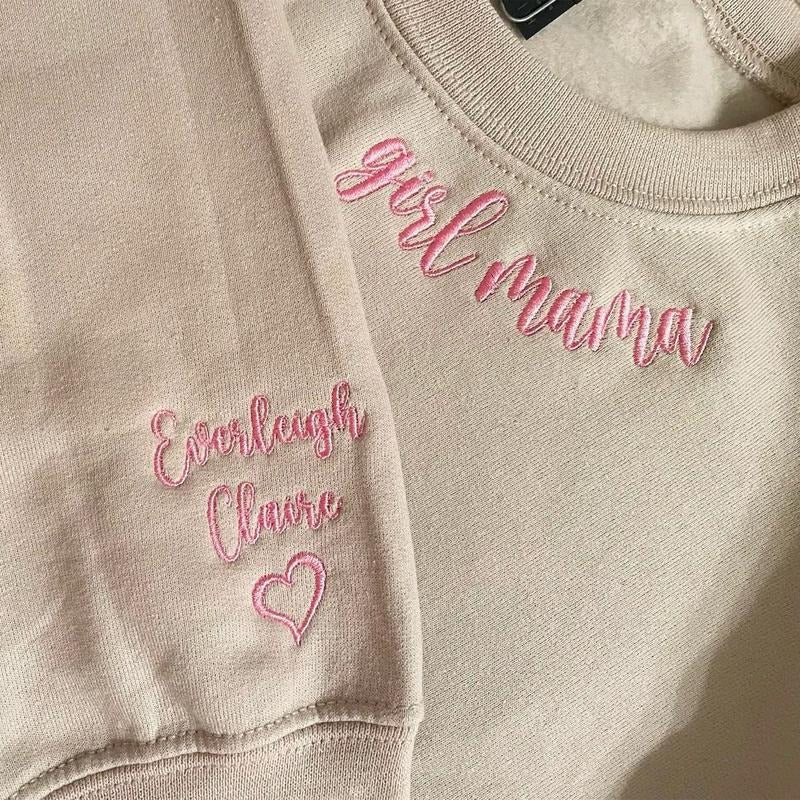 Mother's Day Gift for Mama with Custom Embroidered Sweatshirt, New Mom Shirt, Personalized Grandma Hoodie, Mama and...