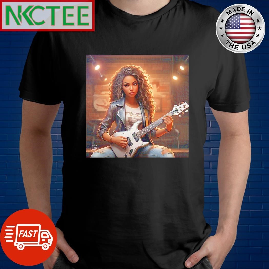 Musician girl cartoon paint shirt