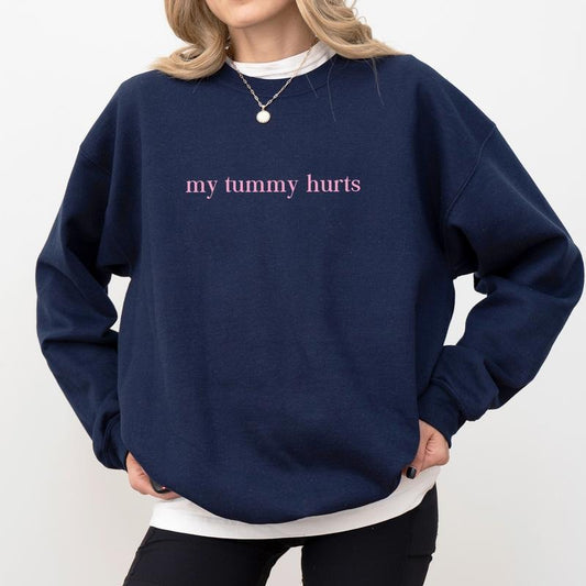 My Tummy Hurts Sweatshirt, My Tummy Hurts but I'm Being Really Brave Sweater, Funny Meme Tops for Women, Mom Life Pullover, Unhinged Casual Womenswear