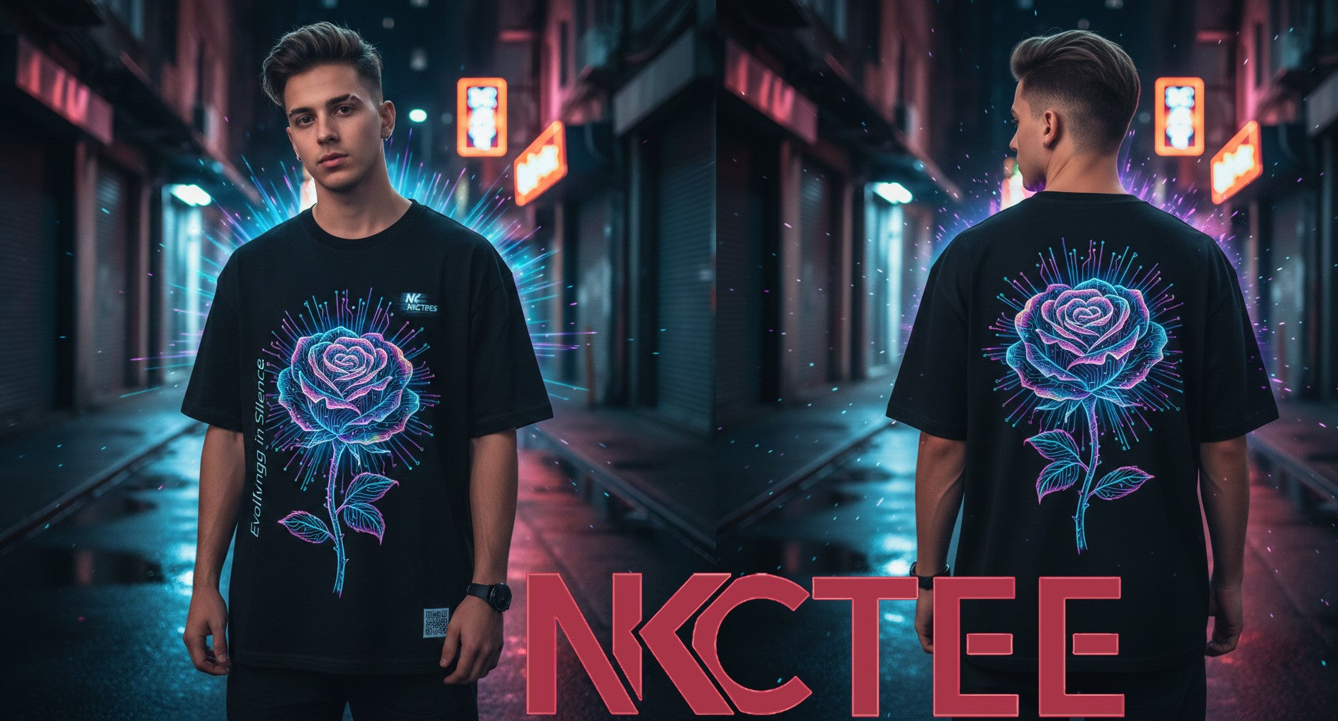 NKCTEES Digital Bloom – Cyber Rose Edition shirt
