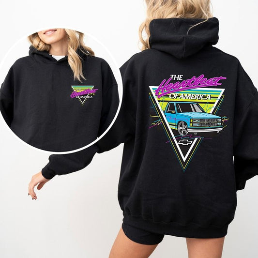 OBS Trucks The Heartbeat Of America Hoodie, Classic Truck Lover Gift, Vintage Car Guy Hoodie, Bold Graphic Streetwear for Men, Heavyweight Cotton Hoodie, Gift For Him, For Her