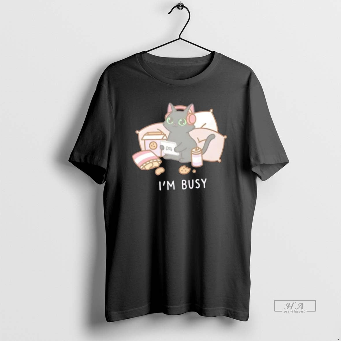 Official Im Busy Gamer Cat Cute Black Kitty T-Shirts, Hoodie, Sweatshirt | VibeTeeNation.com