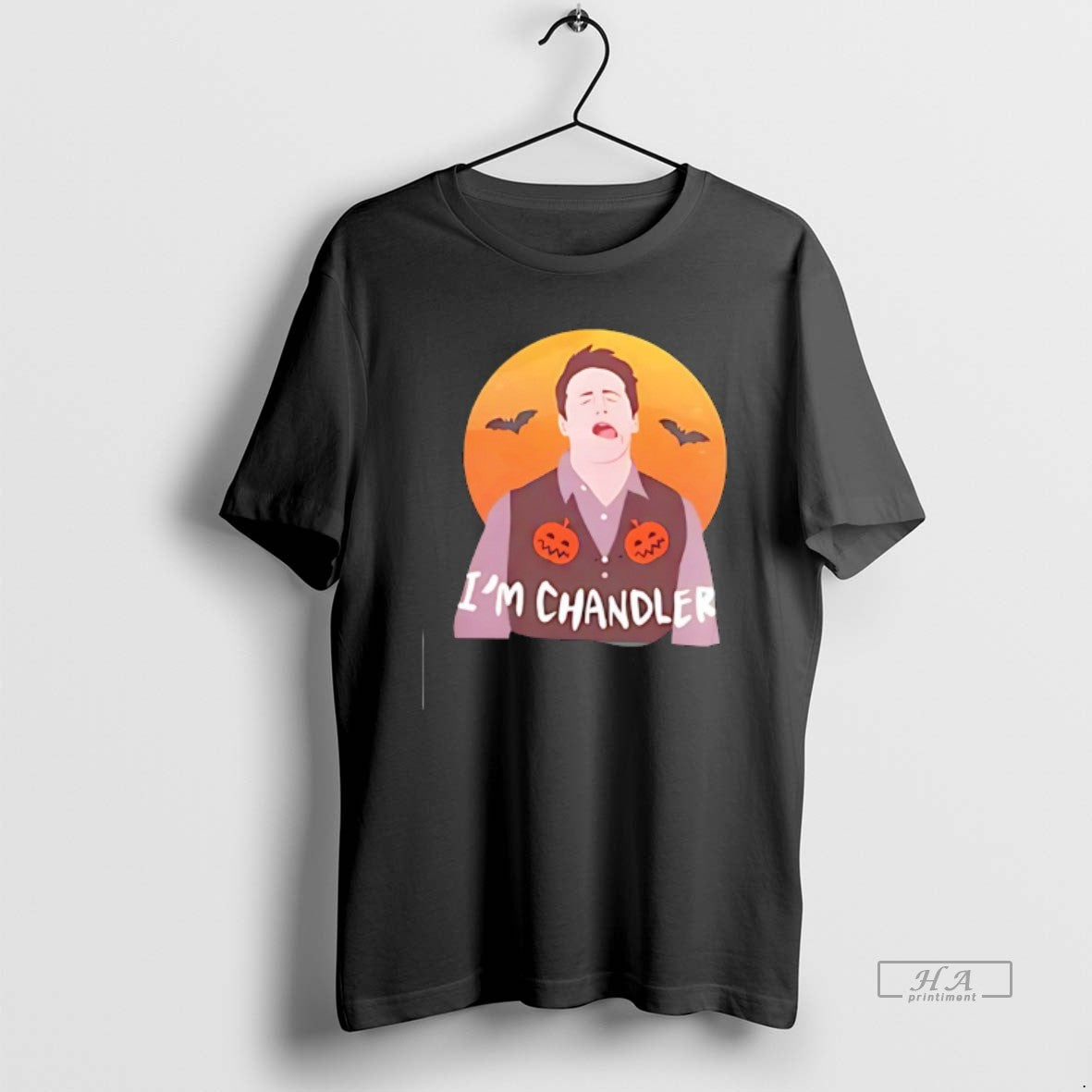 Official Im Chandler Bat And Pumpkin Behind Sunset Happy Halloween T-Shirts, Hoodie, Sweatshirt | VibeTeeNation.com