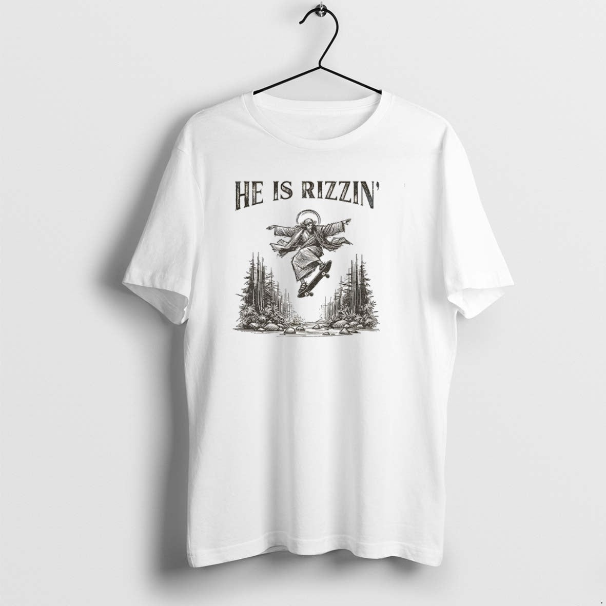 Official Jesus Skateboarding He Is Rizzin Vintage T-Shirts, Hoodie, Sweatshirt | VibeTeeNation.com
