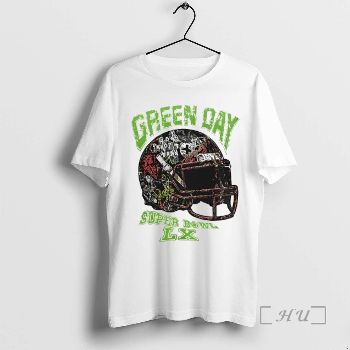 Officials Green Day With Super Bowl Lx Band Helmet Graphic T-Shirts, Hoodie, Sweatshirt | VibeTeeNation.com