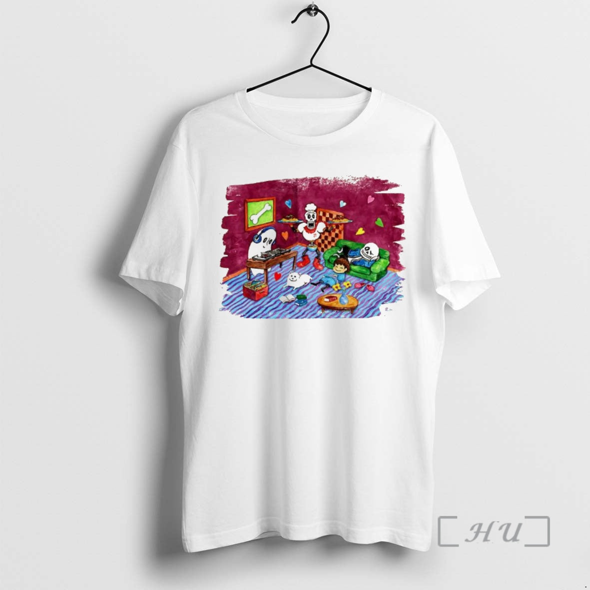 Officials Undertale 10th Anniversary Commemorative Chill Arrangement Video Game Character Painting Premium T Shirts...