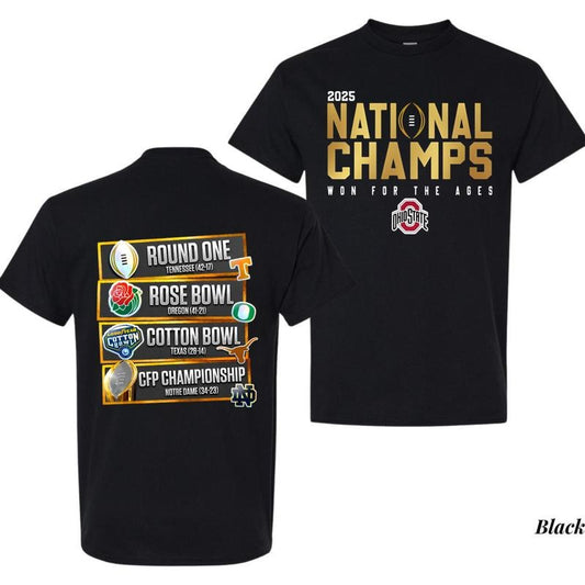 Ohio State Buckeyes College Football Playoff 2025 National Champs T-Shirt, Unique Design Celebrating a History Victory, Perfect for Football Fans men