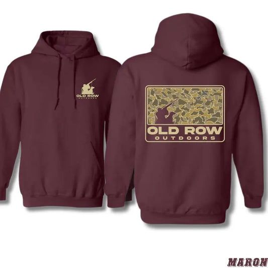 Old Row Outdoors Hoodie - Camo Design Featuring Hunting Graphics, Ideal for Outdoor Enthusiasts, Unisex Hoodie for Casual Comfort and Adventure Lovers Menswear Sweaters