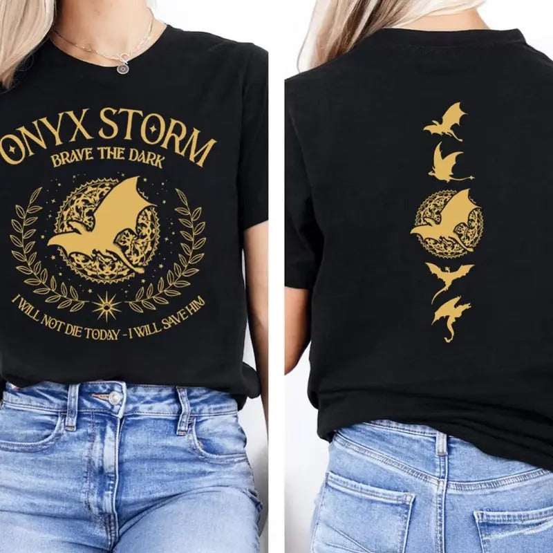 Onyx Storm Brave The Dark Shirt, Fourth Wing Series T-Shirt, Basgiath War College Sweater, Violet Sorrengail Tee Shirt, Onyx Storm Iron Flame Sweatshirt, Empyrean Series Shirt, Bookish Gift