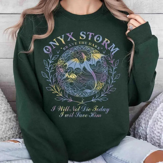 Onyx Storm Brave The Dark Sweatshirt, Basgiath War College Shirt, Dragon Rider Tee Shirt, Xaden Riorson Shirt, Romantasy Reader Tee, Bookish Gift